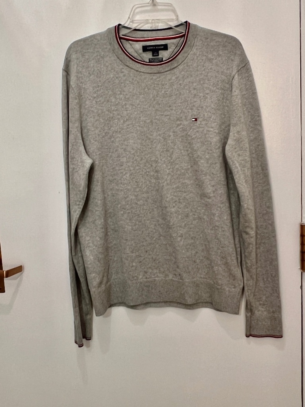 Tommy Hilfiger Classic Pullover Gray Sweater Soft Pima Cotton Cashmere Size L